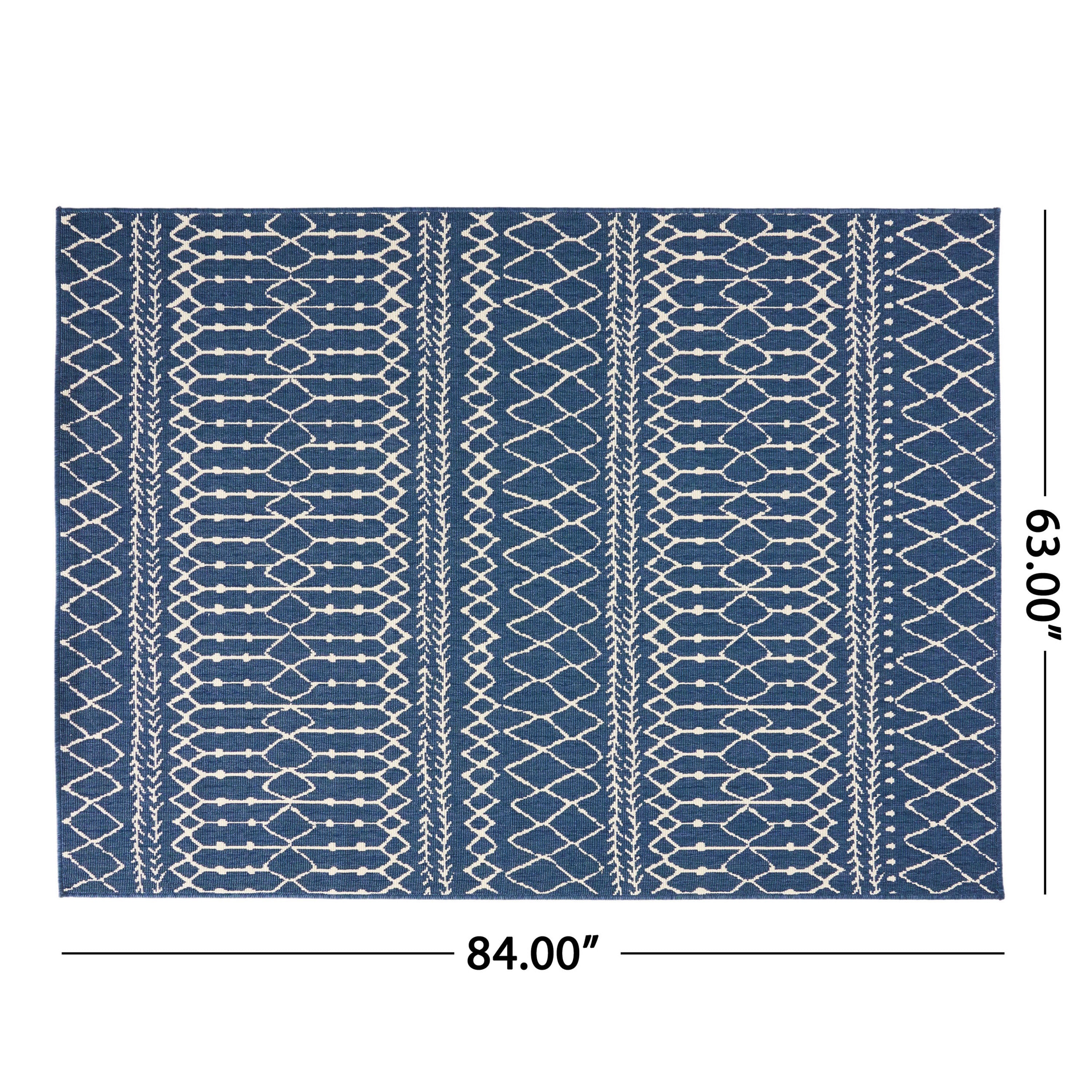 Calamity Blue Boho 63" x 84" Polypropylene Outdoor Area Rug