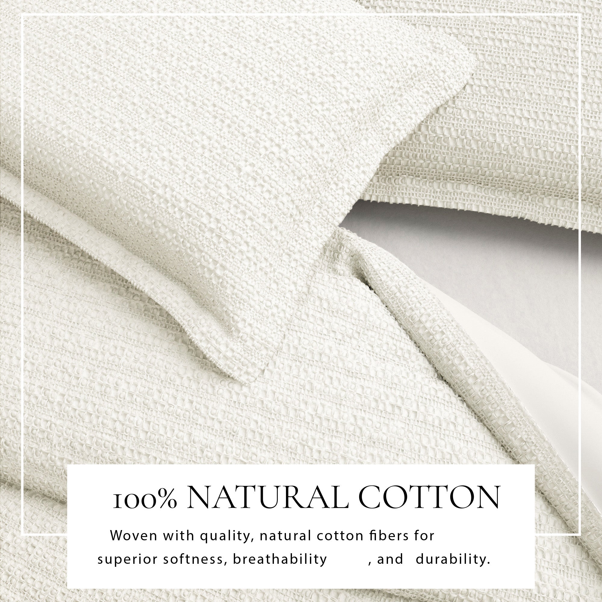 100% Cotton Honeycomb Waffle Textured Duvet Cover with Pillow Shams