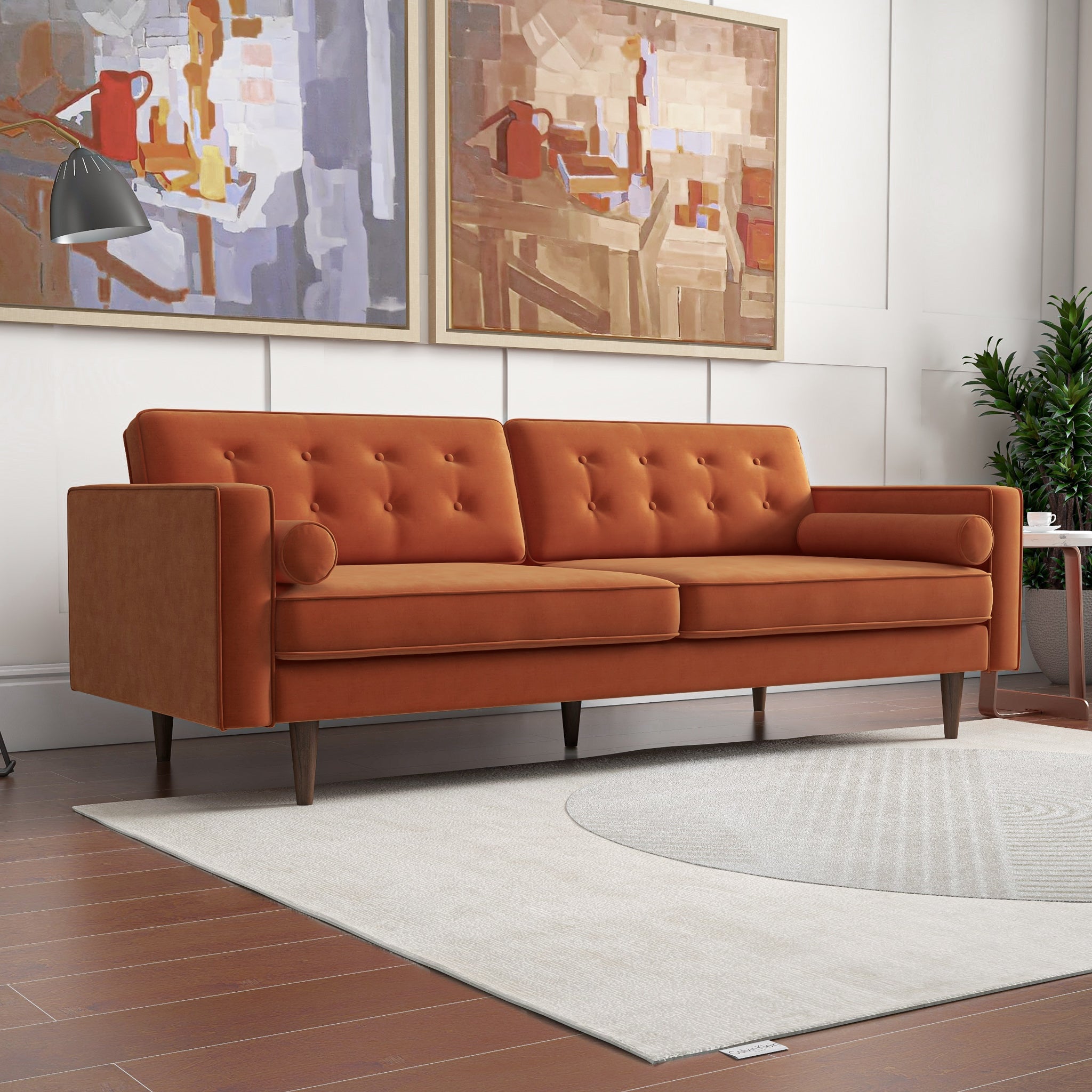 Kaleidoscopic Velvet Sofa with High Density Foam Cushion - Sofas