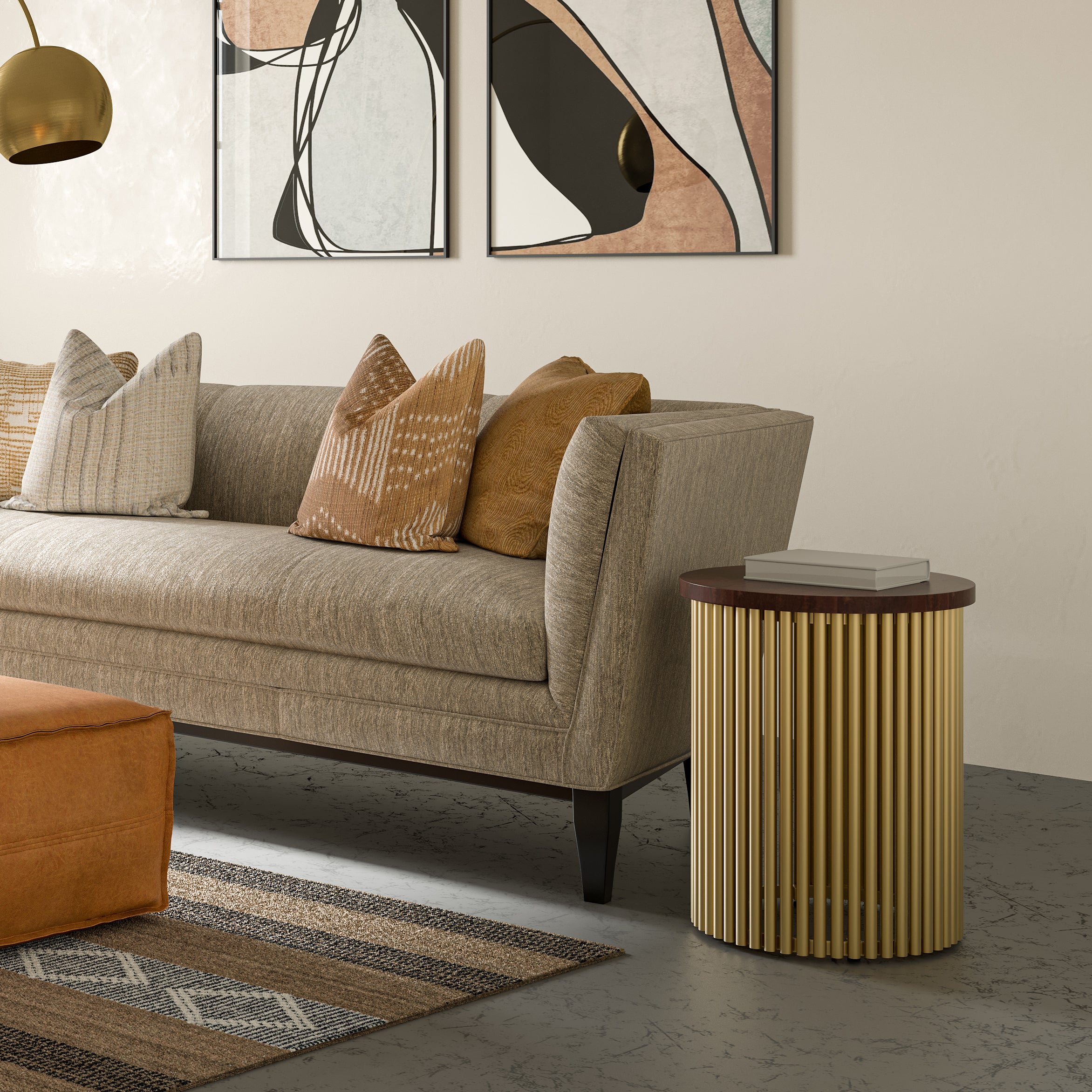 Valiant Cylinder-Shaped Accent Table with Pipe Design Base