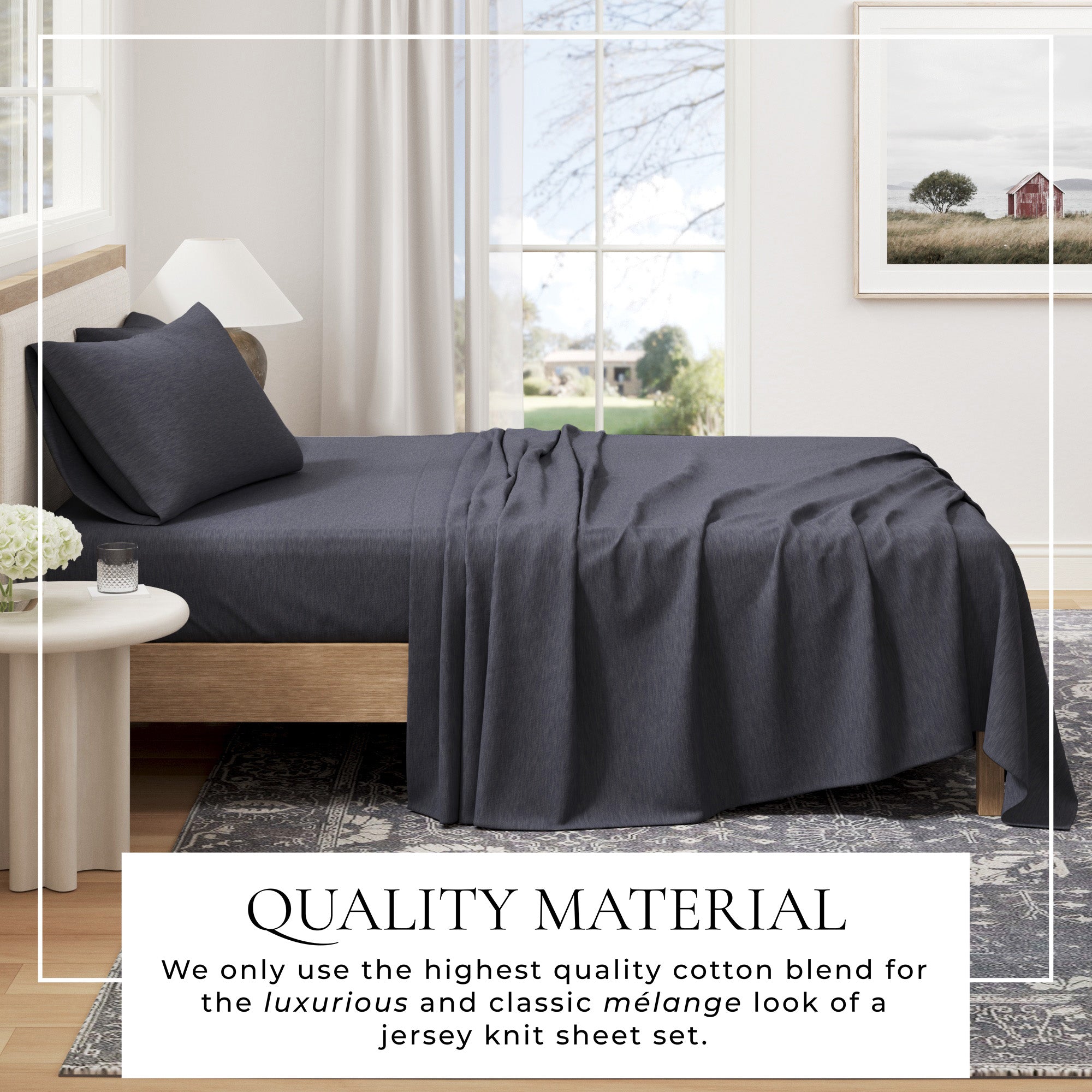 Cotton Heathered Melange Jersey Knit Sheet Set