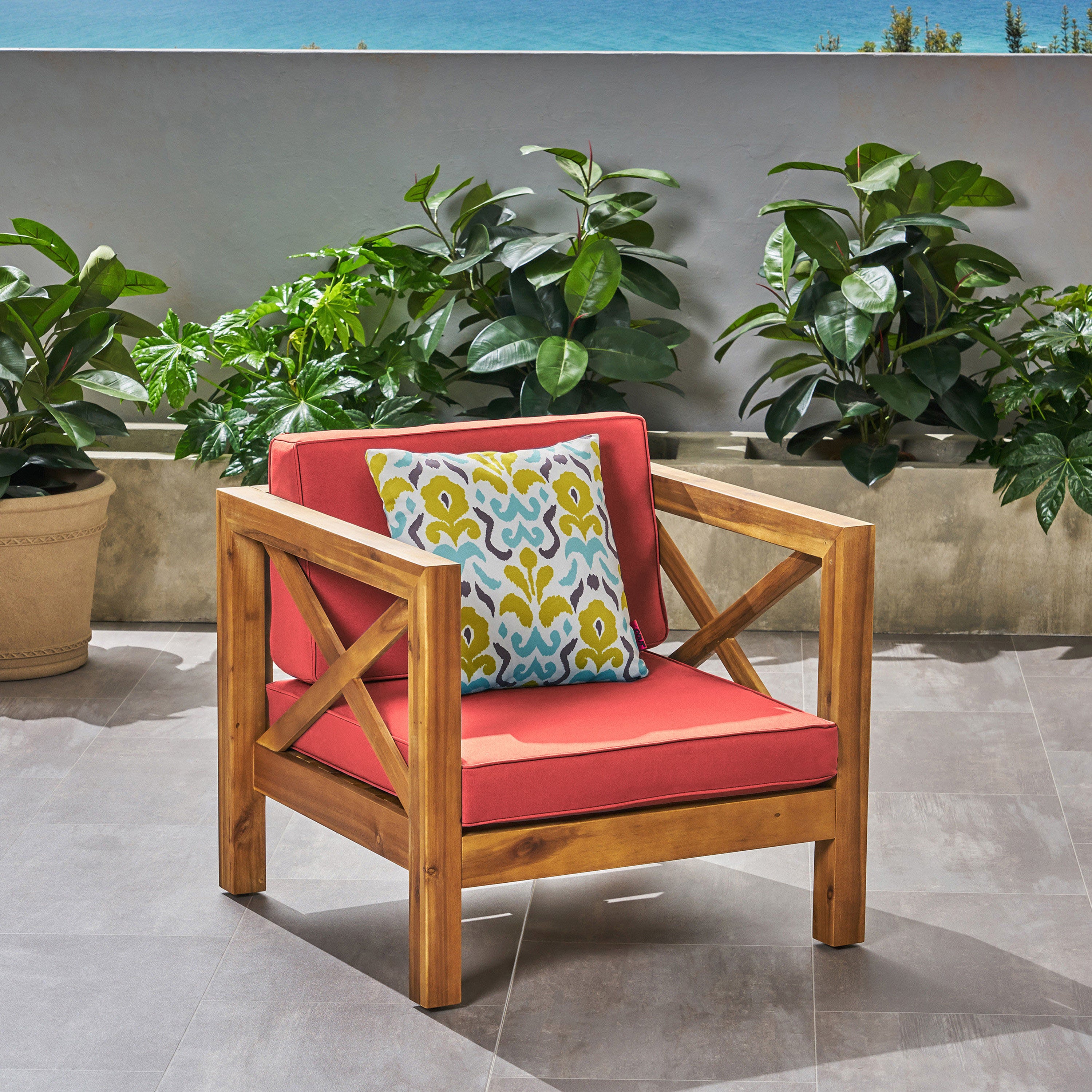 Brava Outdoor Club Chair with Water-Resistant Cushions