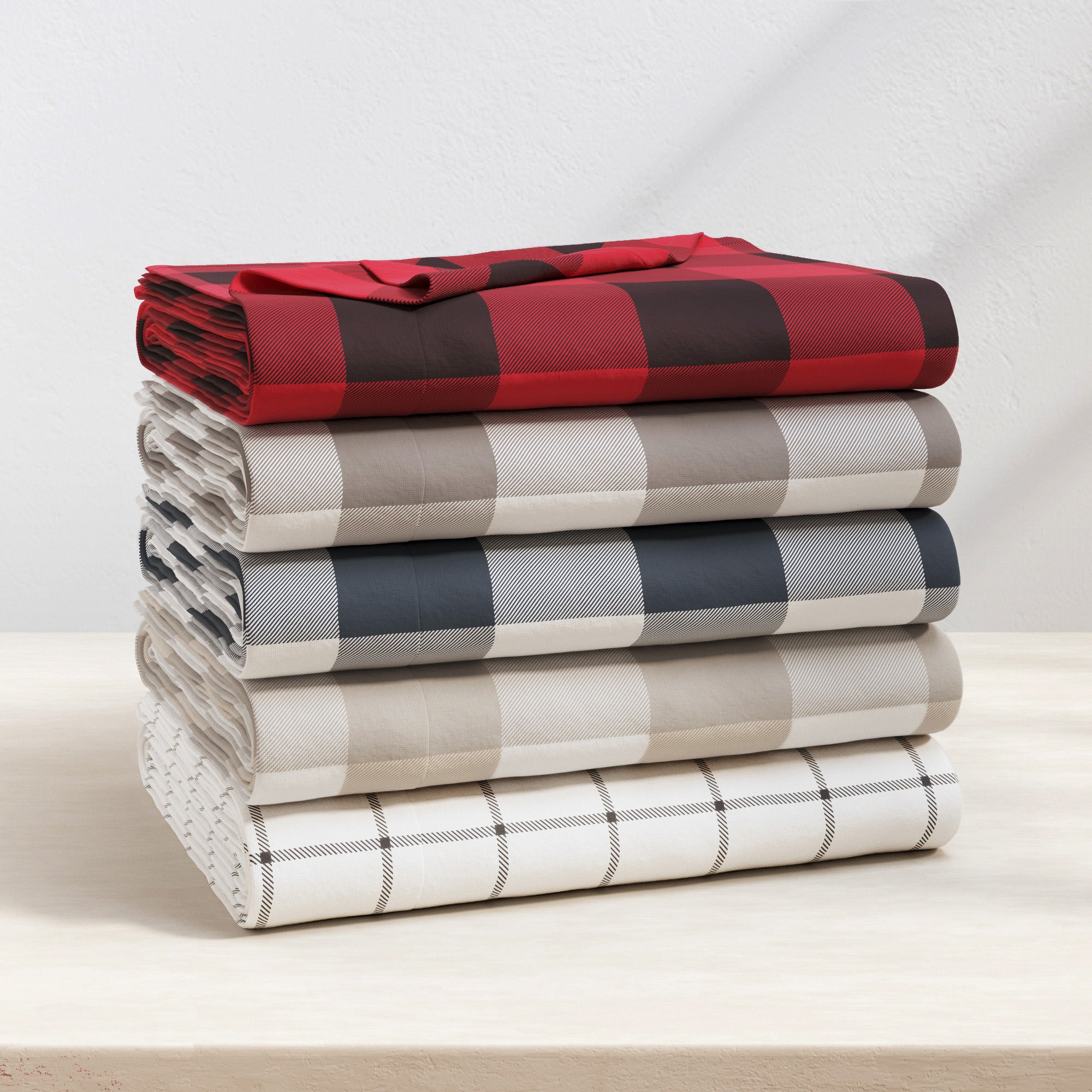 100% Turkish Cotton Plaid Flannel Sheet Sets