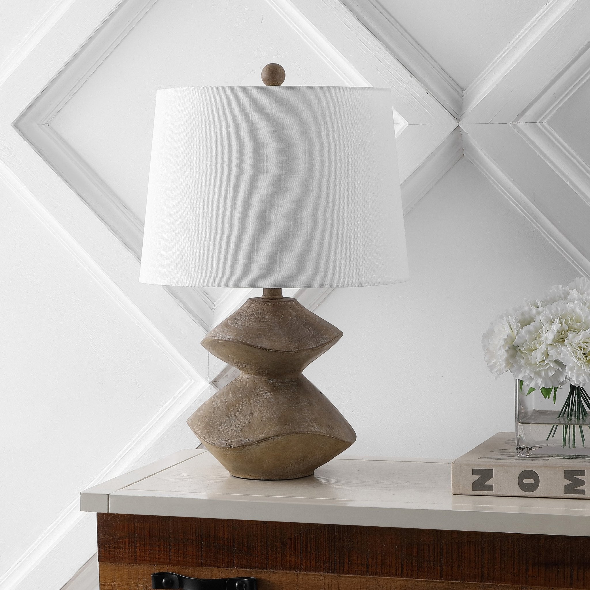 Laken Minimalist Coastal Resin/Iron 2 - Stack Cairn LED Table Lamp - Table Lamps