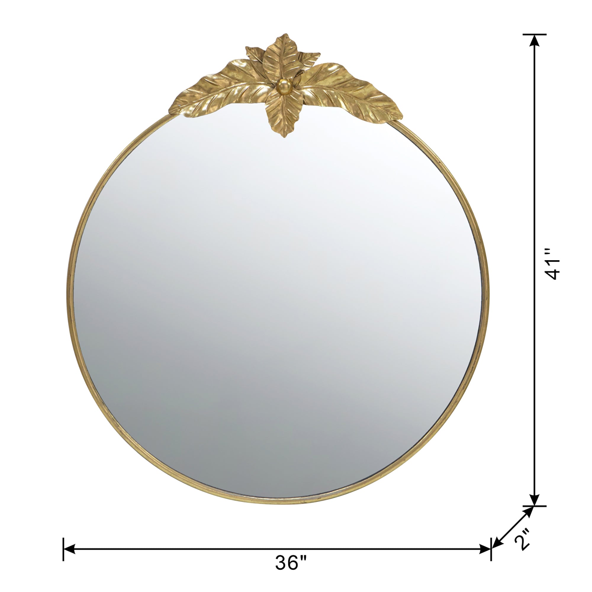 Large Round Wall Mirror with Gold Metal Frame - Mirrors