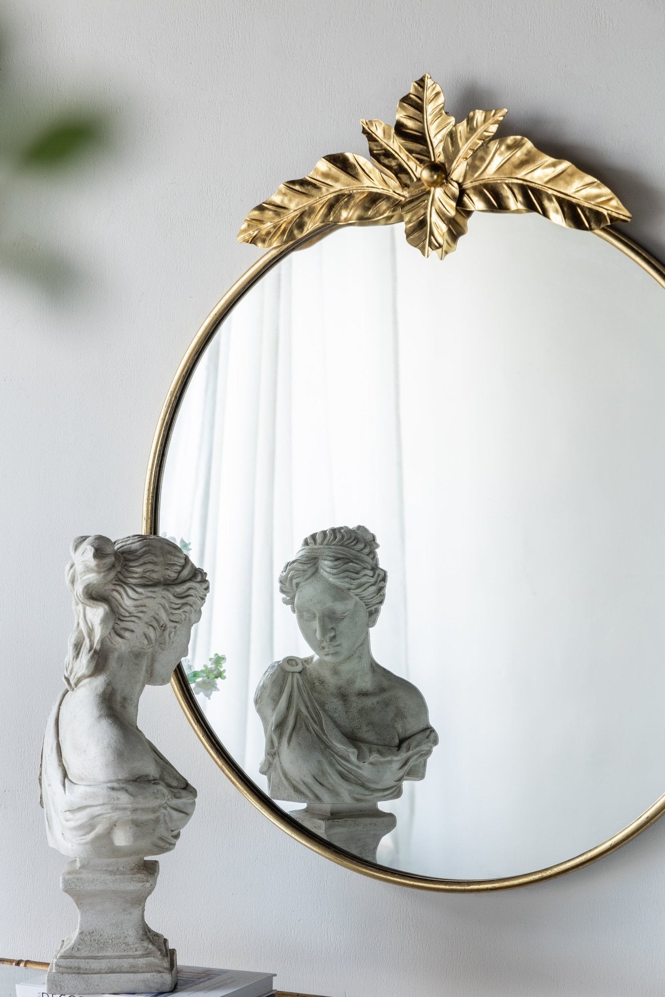 Large Round Wall Mirror with Gold Metal Frame - Mirrors