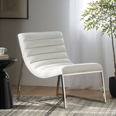 Leather Upholstery Occasional Chair with Stainless Steel Legs - Accent Chairs