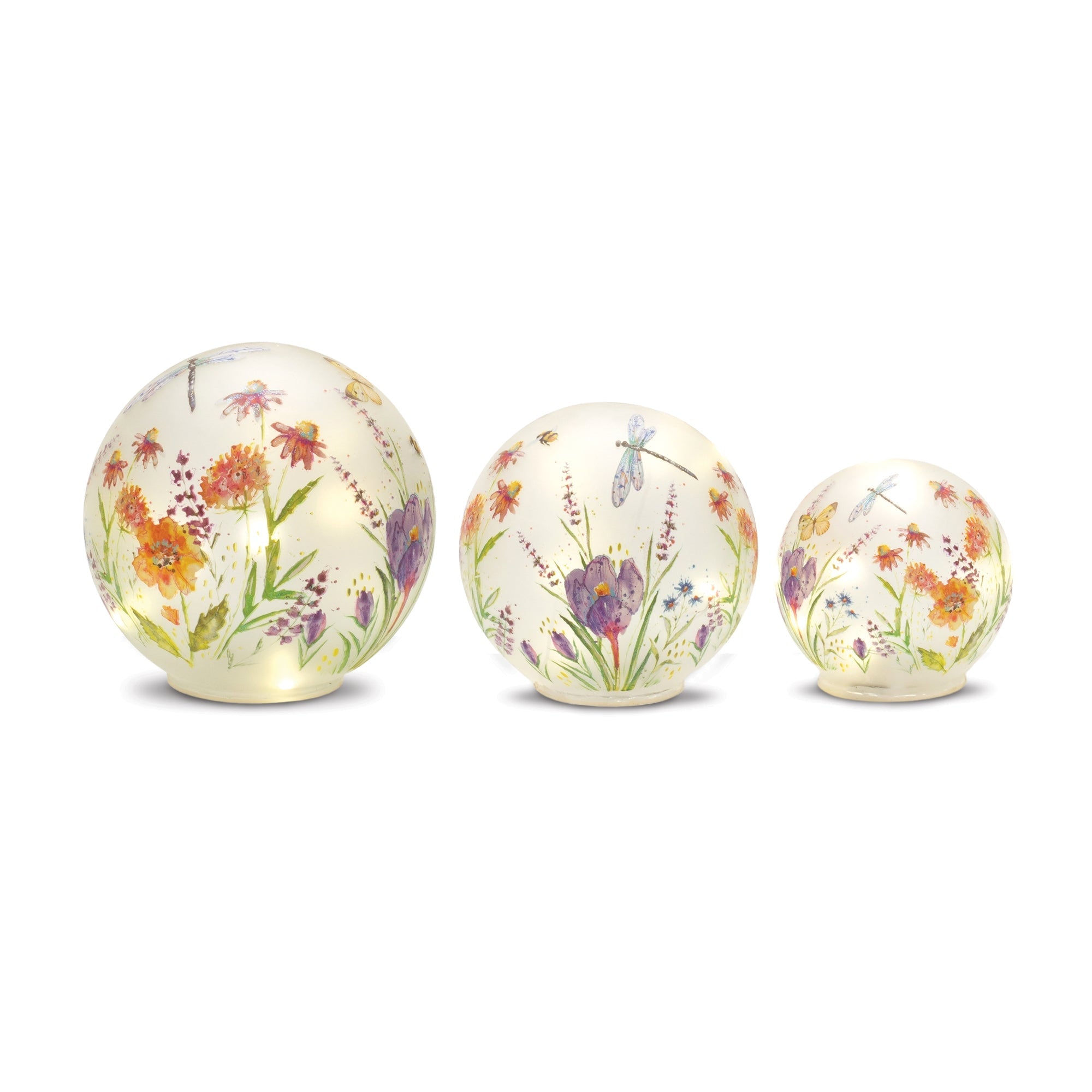 LED Floral Dragonfly Orb (Set of 3) - Decorative Objects