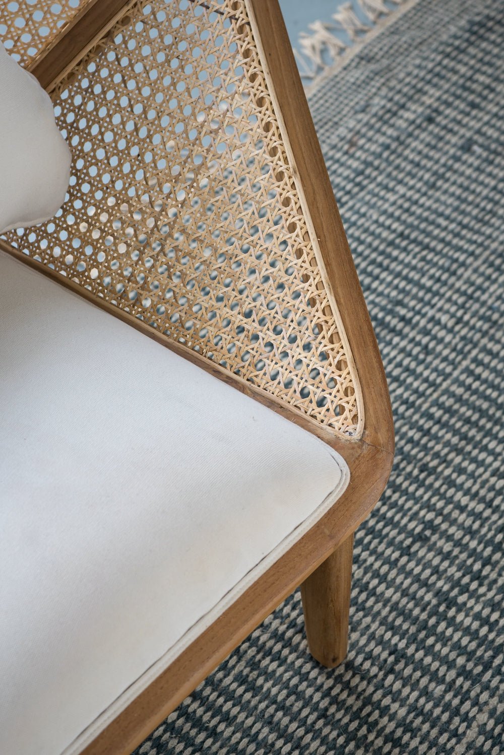 Leisure Chair with Rattan Cane Back and Hexagonal Design - Accent Chairs
