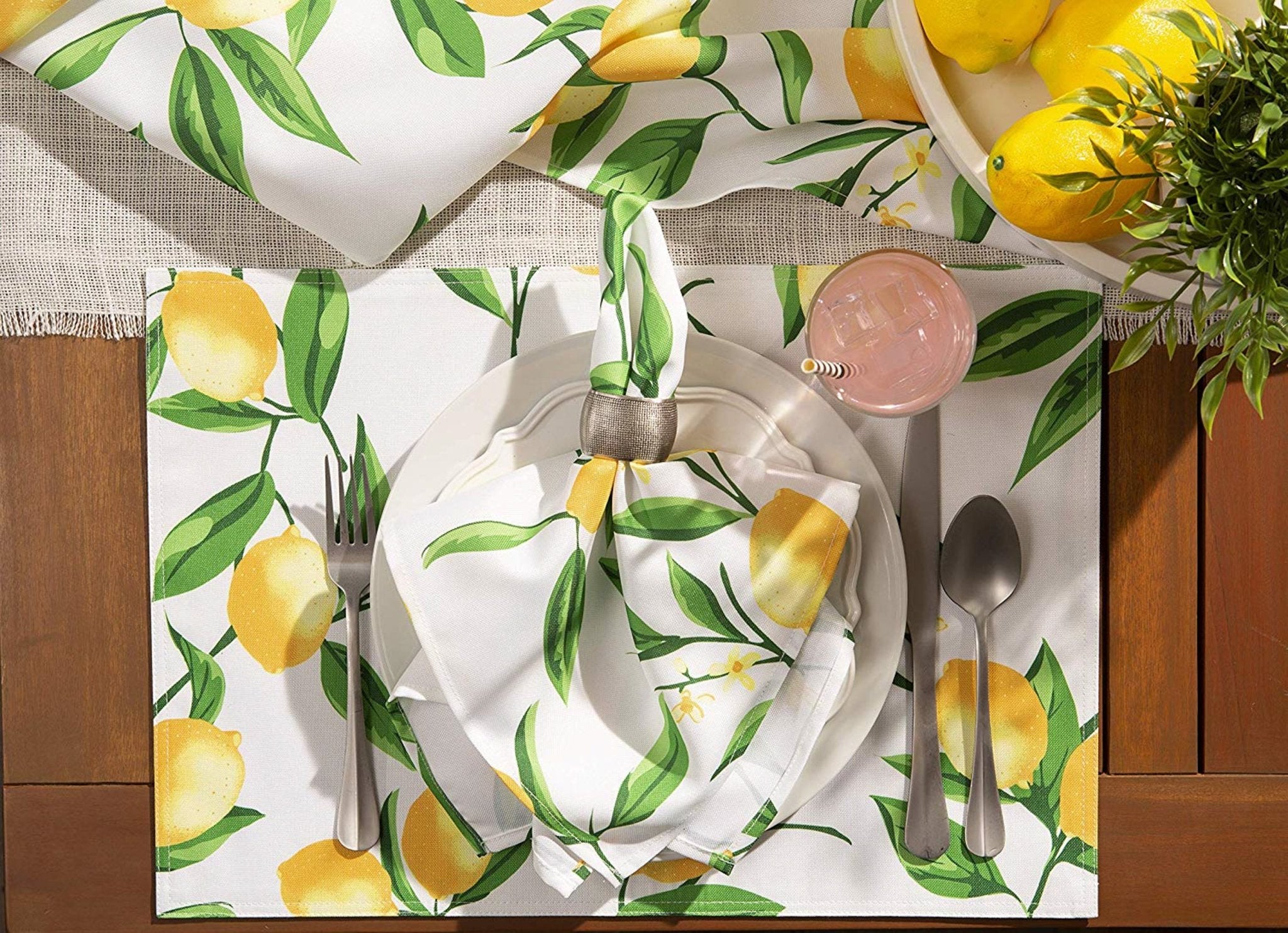 Lemon Bliss Print Outdoor Placemat, Set Of 6 - Placemats