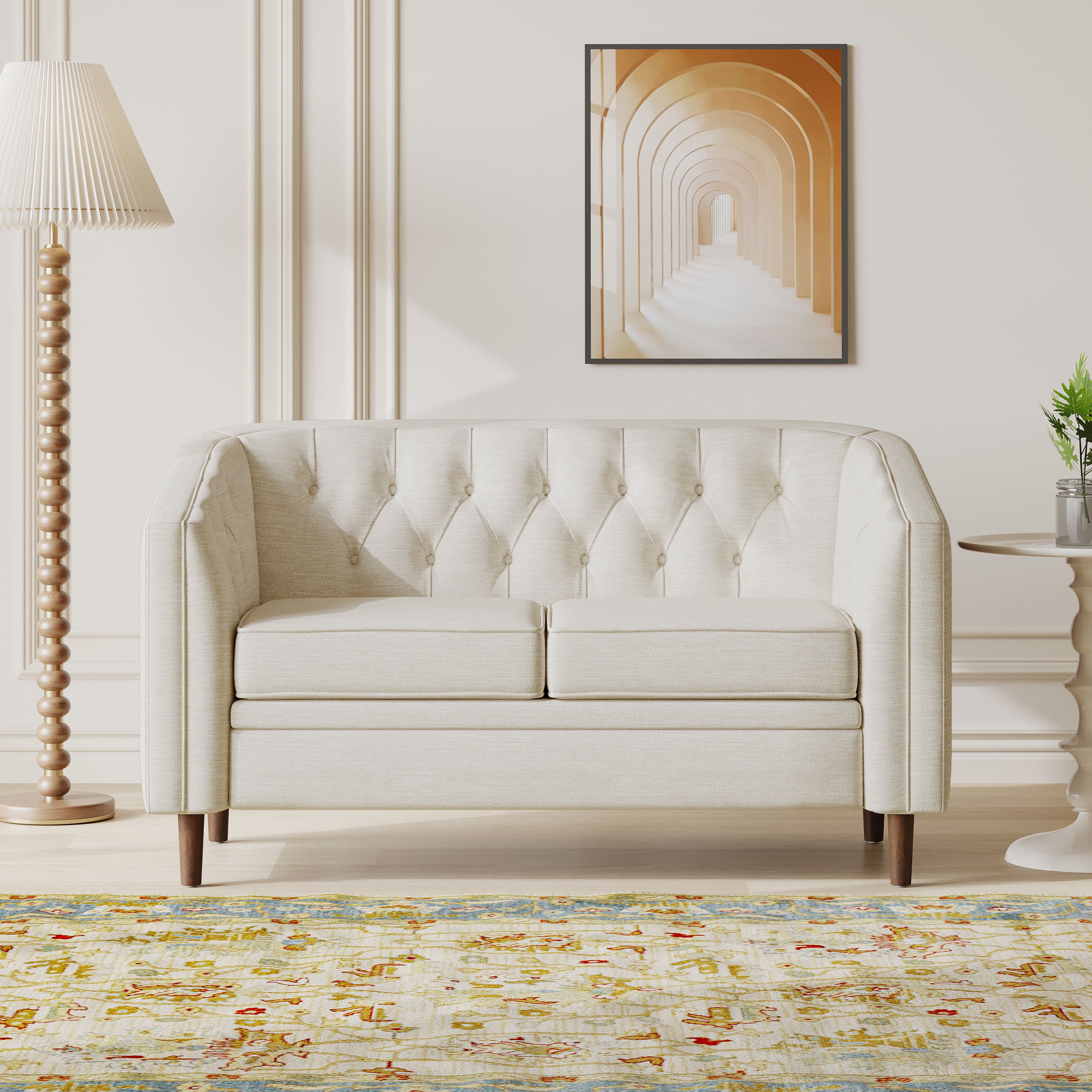 Sophisticated Loveseat with Diamond-Stitched Detailing