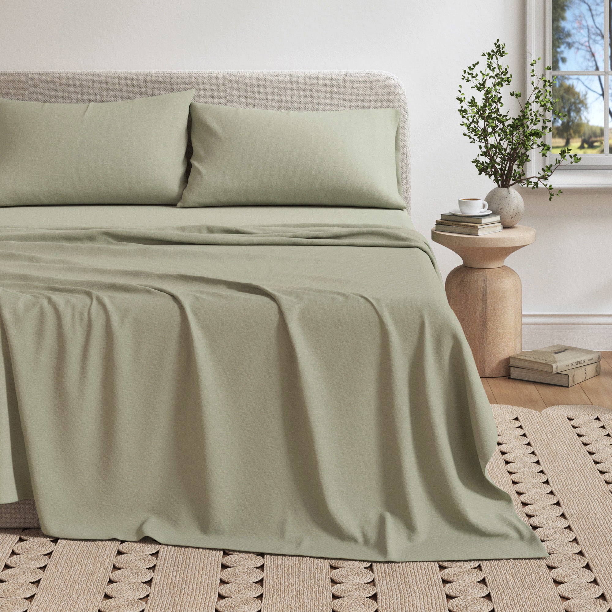 Cotton Heathered Melange Jersey Knit Sheet Set