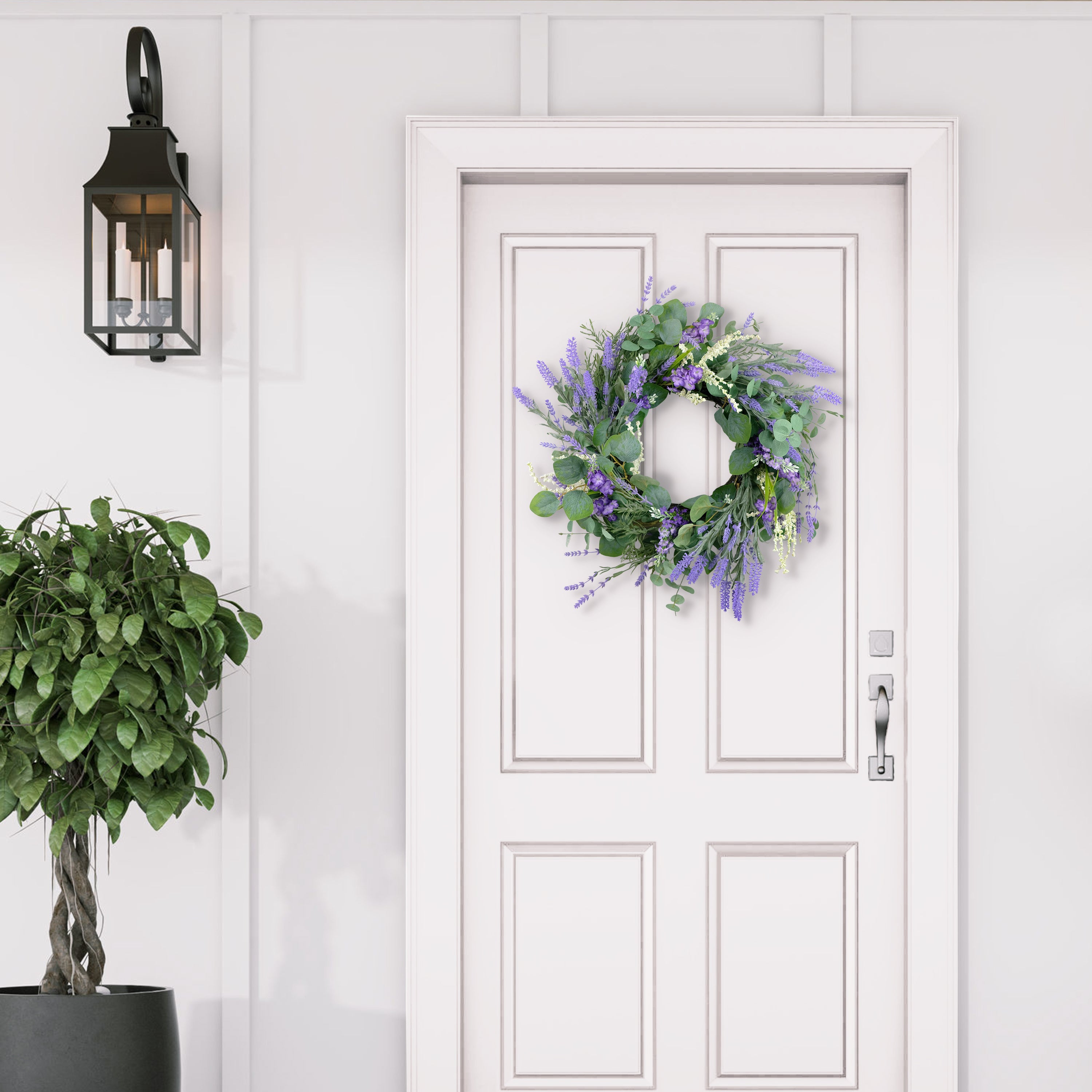 24" Artificial Lavender & Eucalyptus Floral Spring Wreath