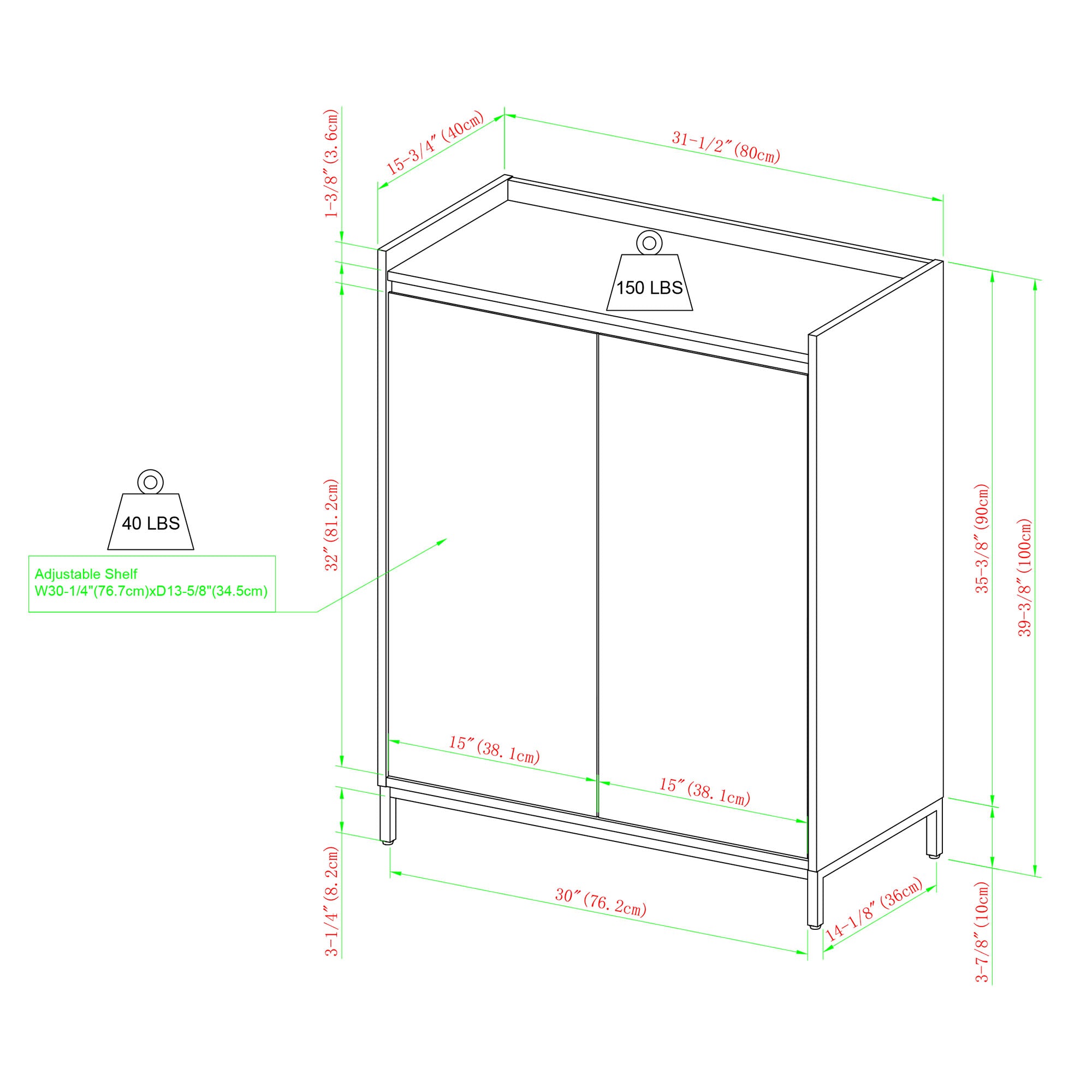 Luminesce Minimalist 2-Door Accent Cabinet - Cabinets