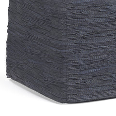 Luminesce Square Pouf with Woven Buffalo Leather and Braided Textured Detail - Pouf
