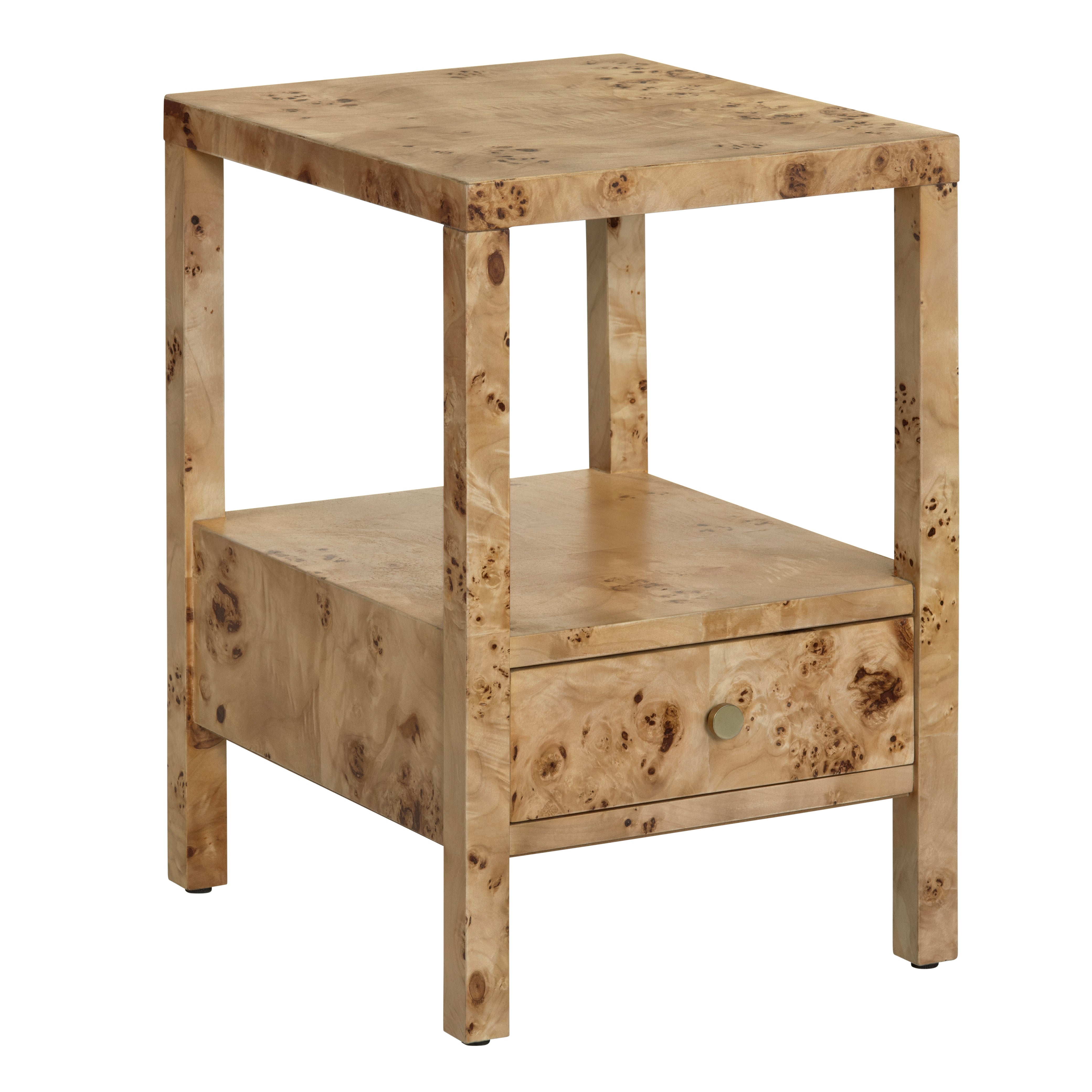 Square Brown Mappa Burl Accent End Table