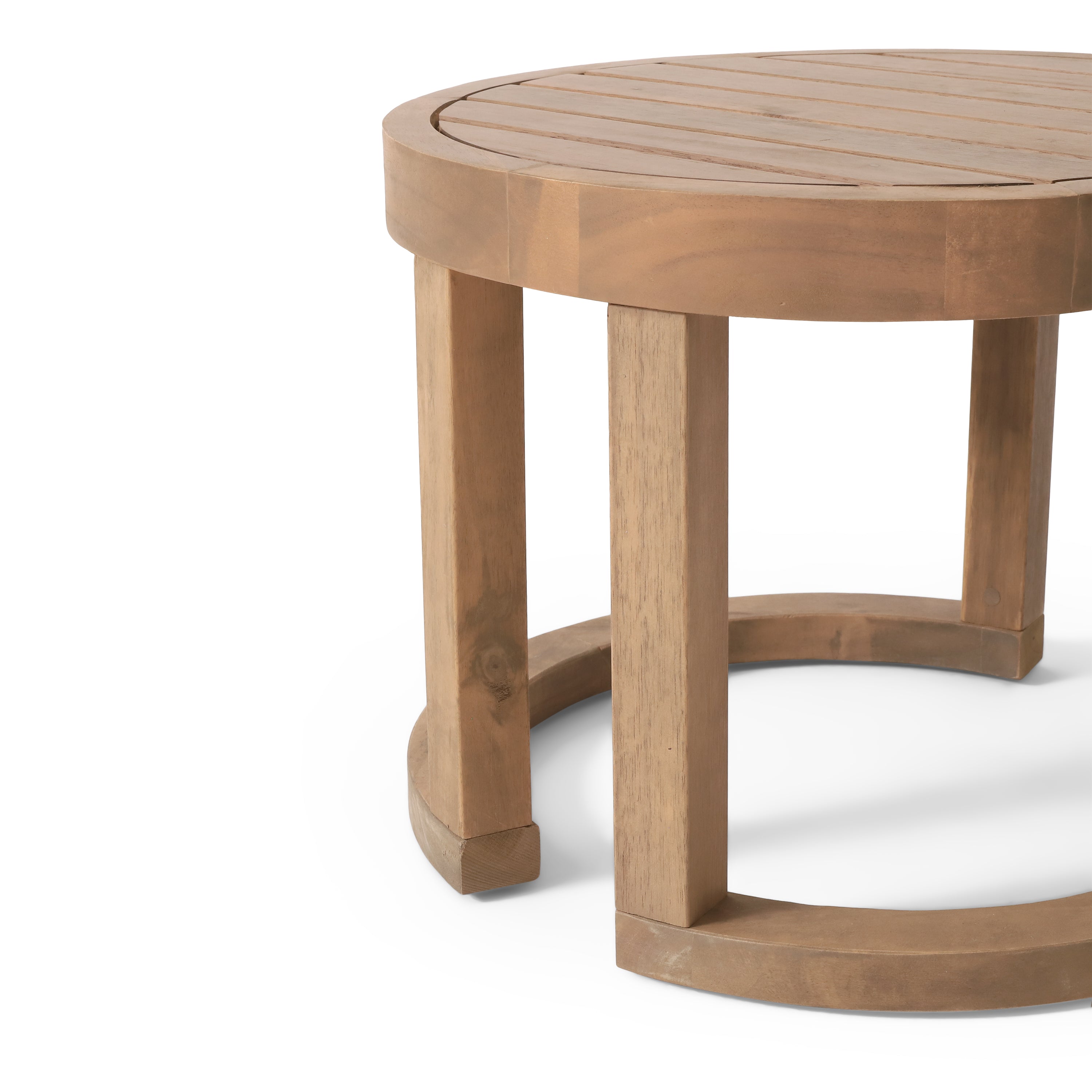 Outdoor Acacia Wood Side Table, 18" Solid Side Table