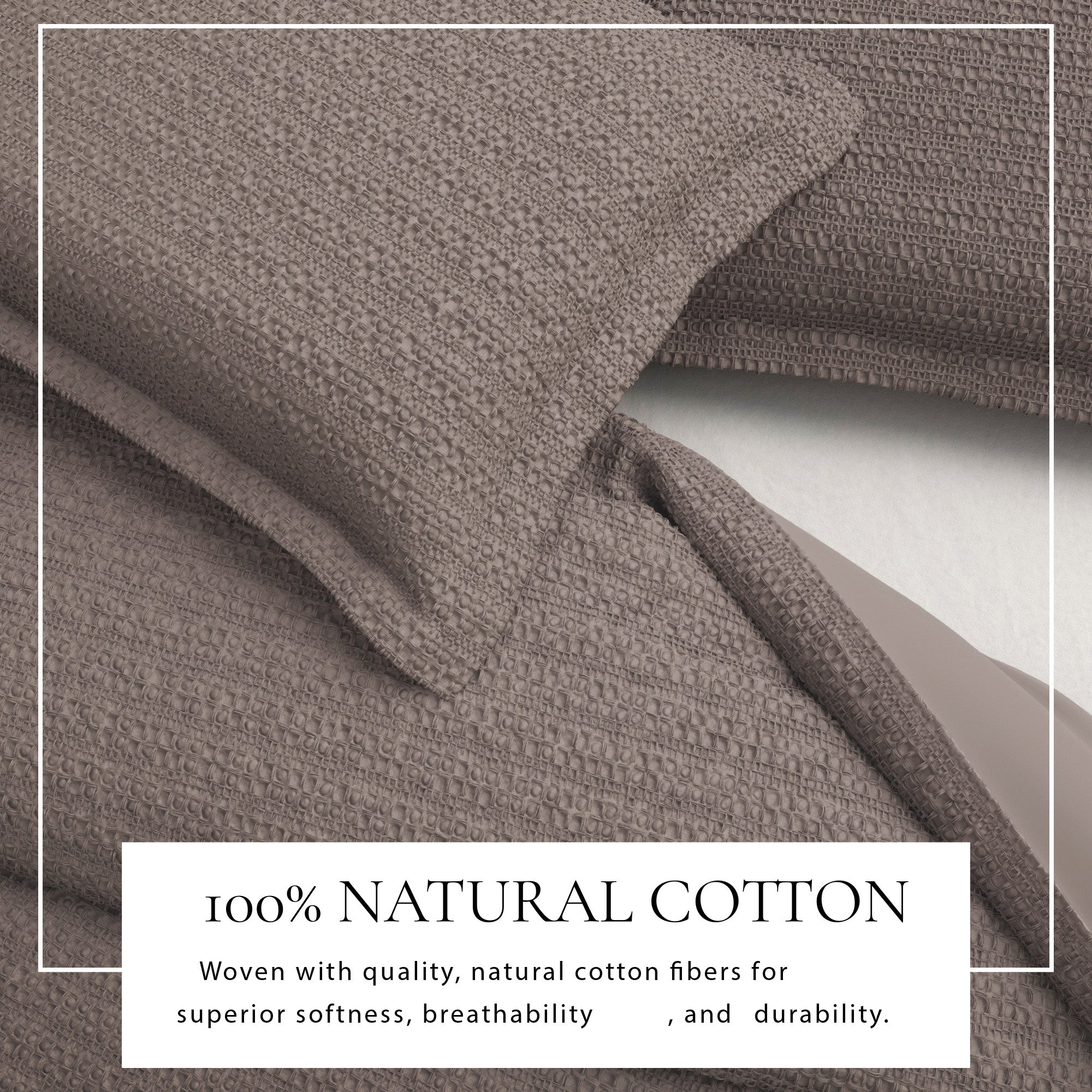100% Cotton Honeycomb Waffle Textured Duvet Cover with Pillow Shams