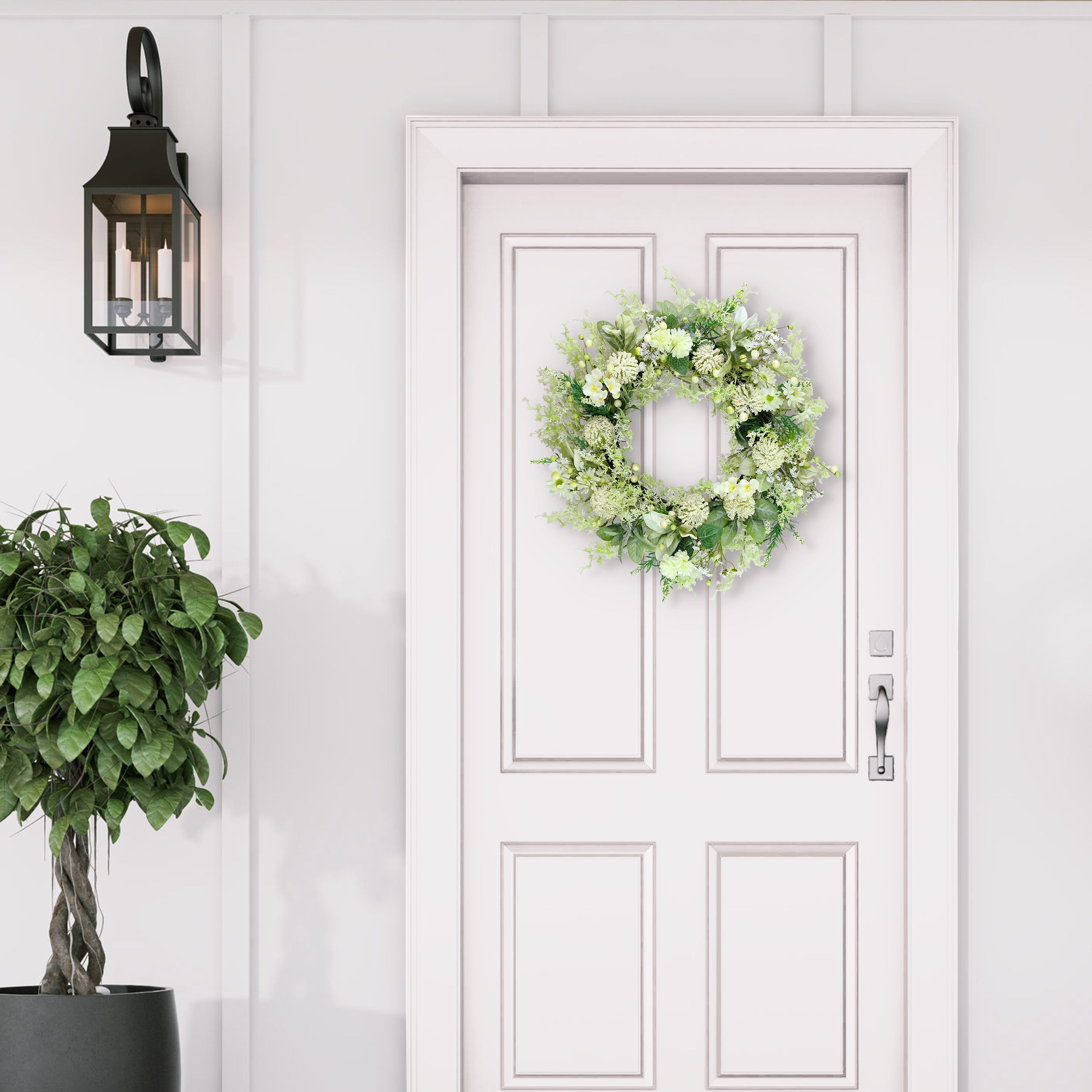 26" Artificial Echinops Chrysanthethemum & Daisy Floral Spring Wreath