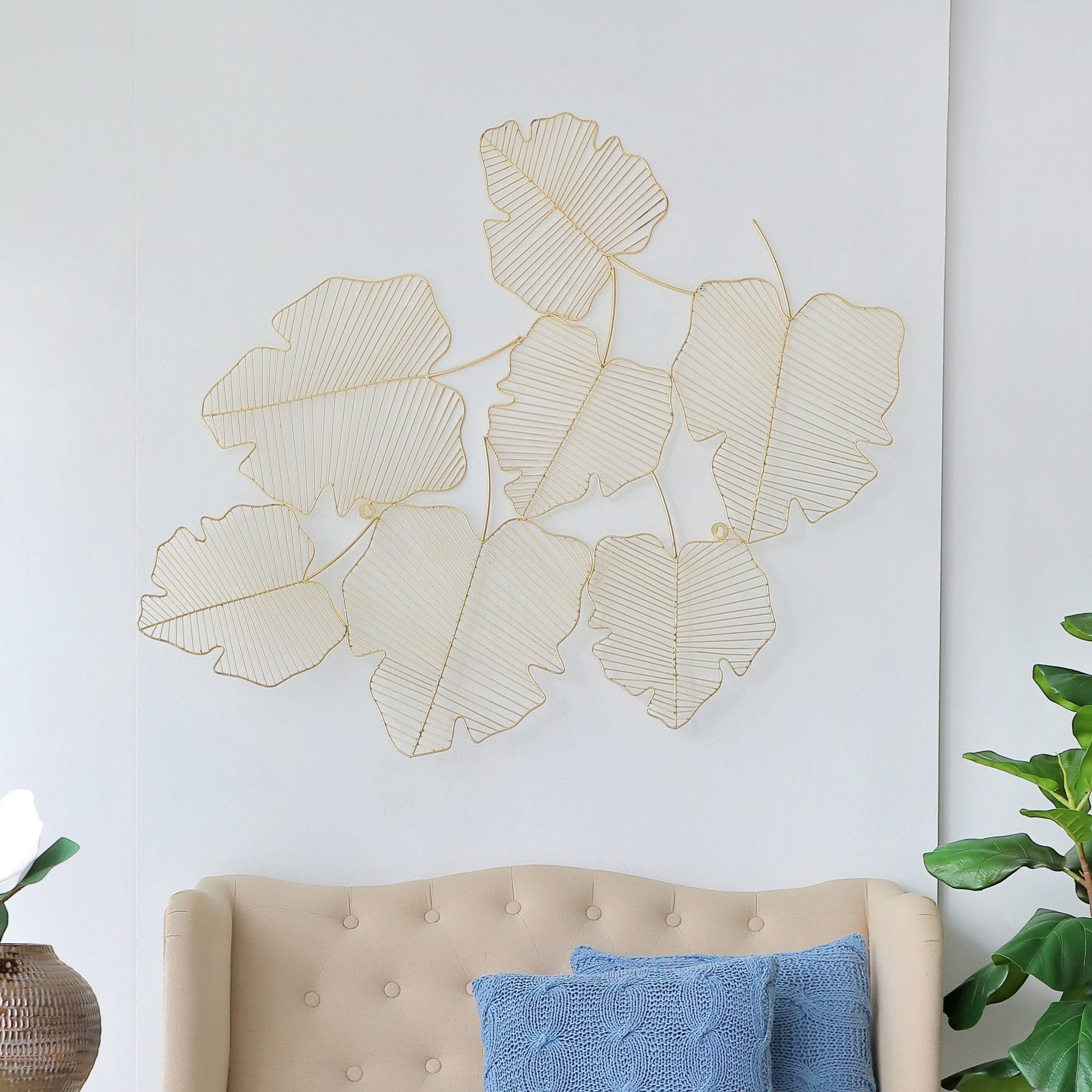Maple Leaf Wall Art with Metal Detail - Wall Decor