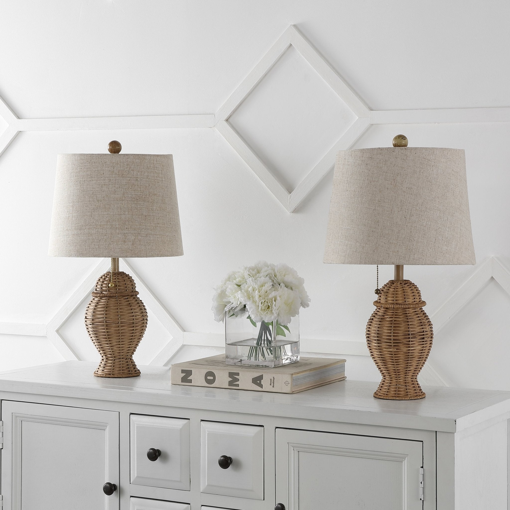 Margie Wicker Bohemian Rustic Iron LED Table Lamp - Table Lamps