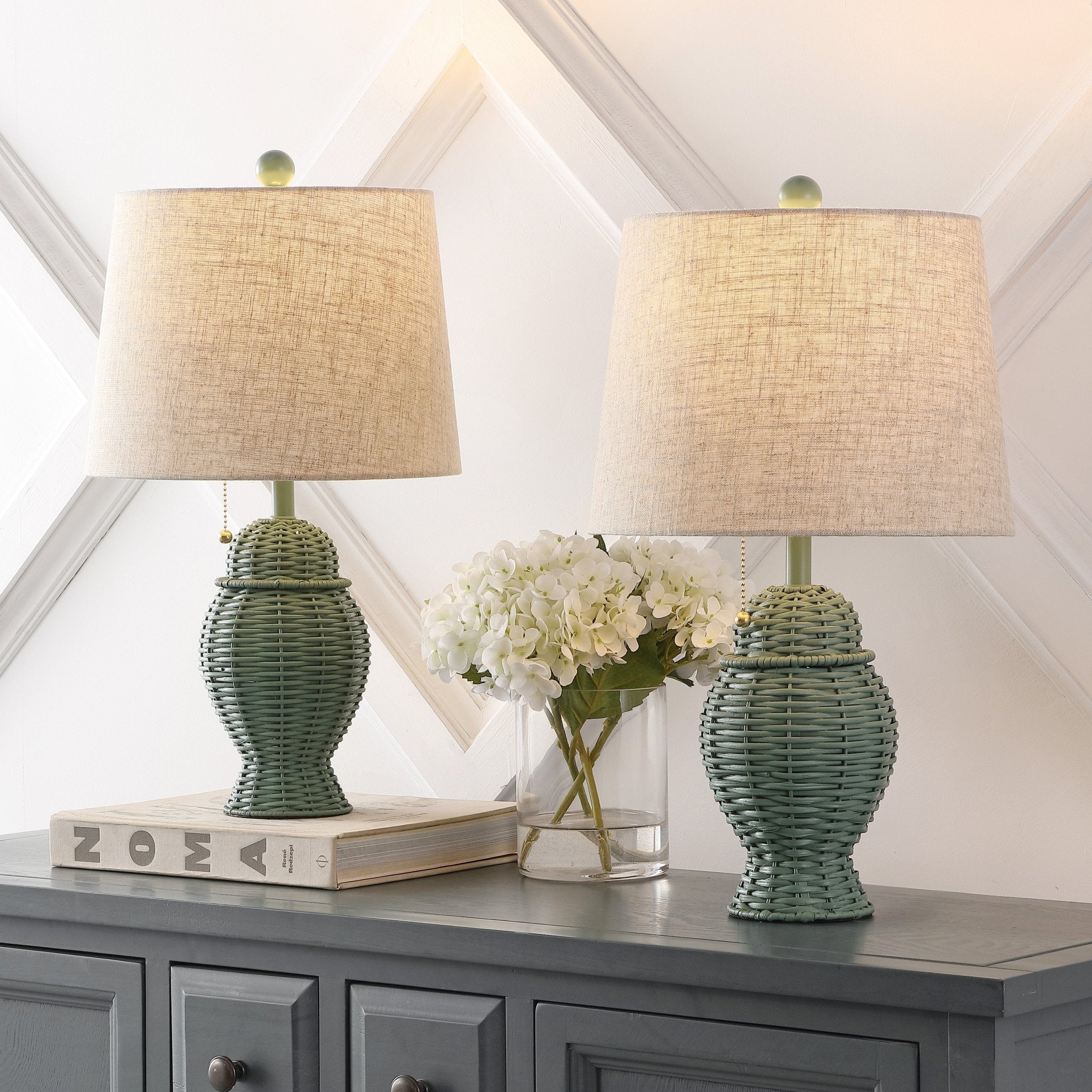 Margie Wicker Bohemian Rustic Iron LED Table Lamp - Table Lamps