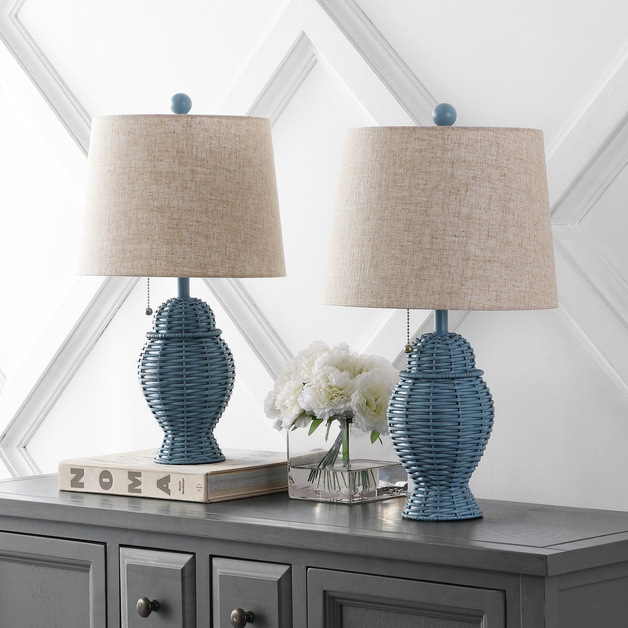 Margie Wicker Bohemian Rustic Iron LED Table Lamp - Table Lamps