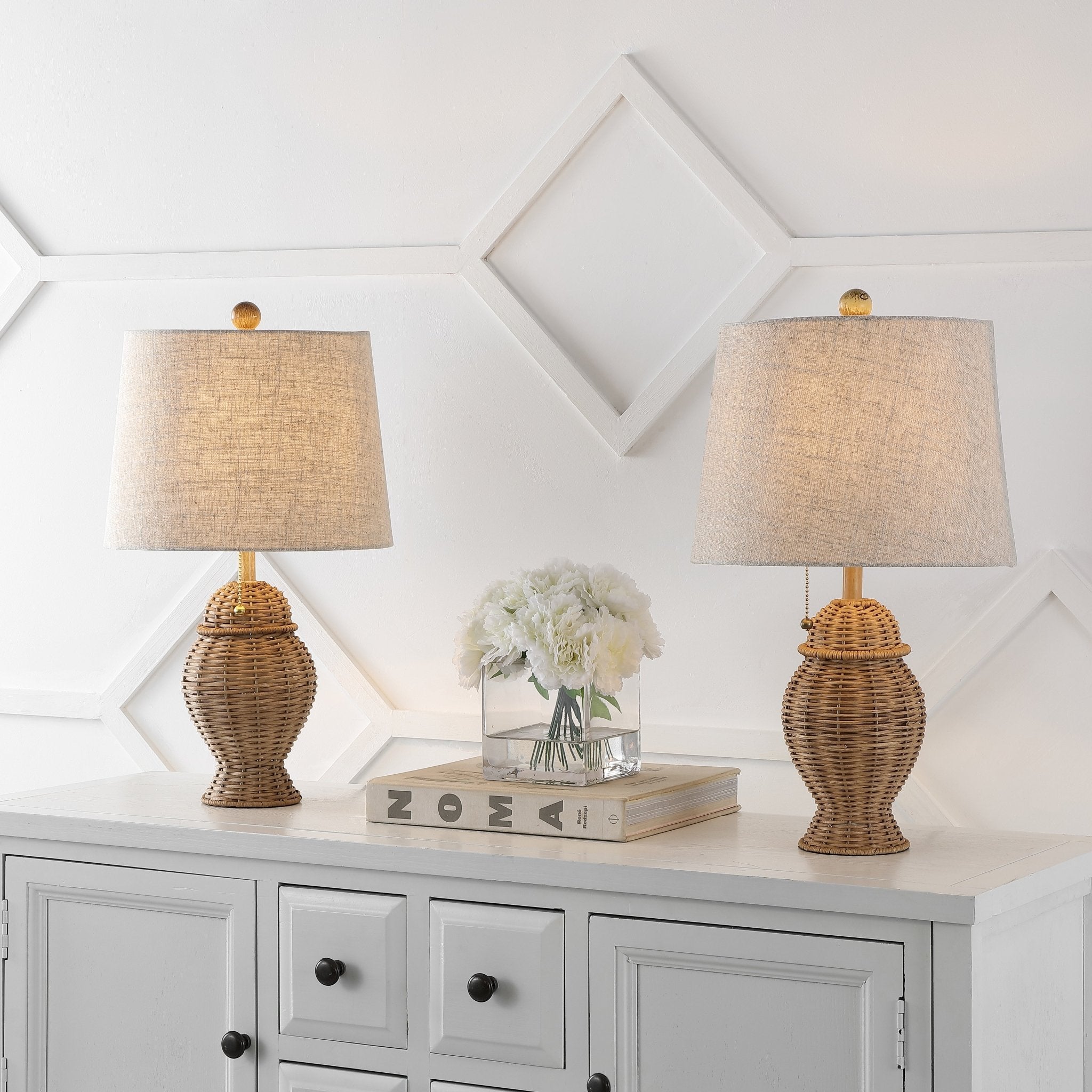 Margie Wicker Bohemian Rustic Iron LED Table Lamp - Table Lamps