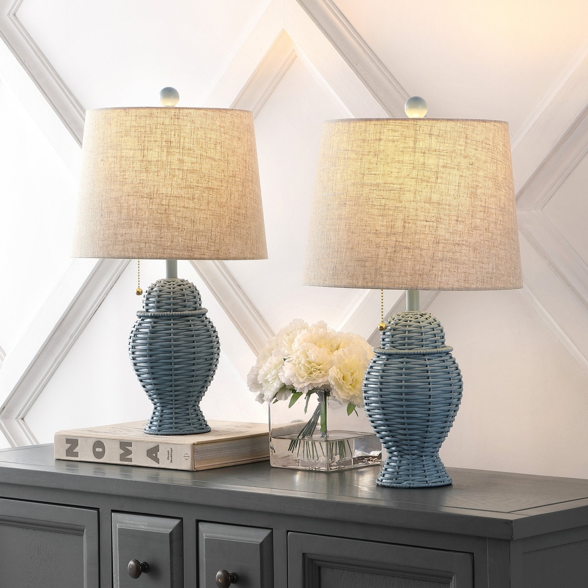 Margie Wicker Bohemian Rustic Iron LED Table Lamp - Table Lamps