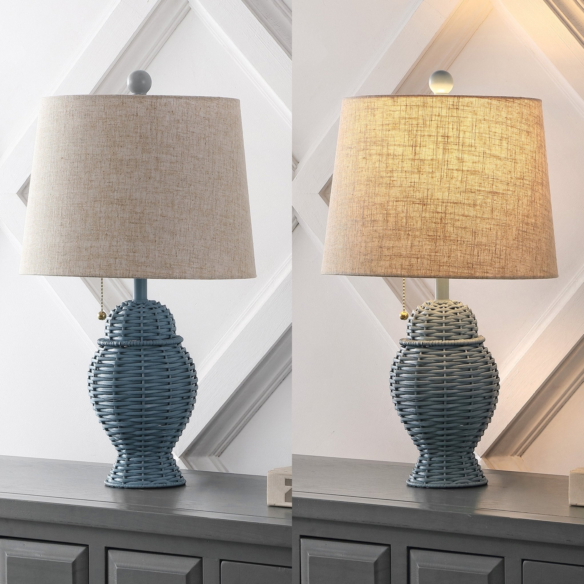 Margie Wicker Bohemian Rustic Iron LED Table Lamp - Table Lamps