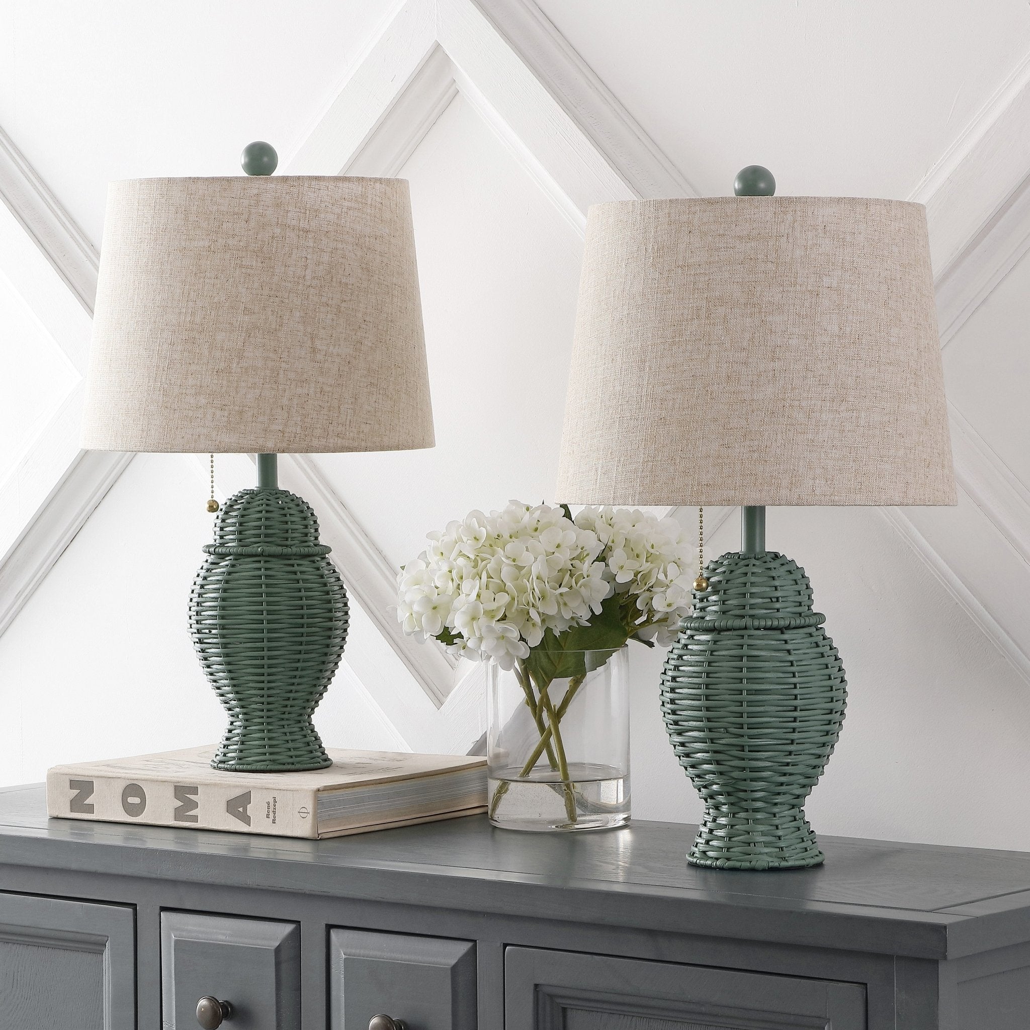 Margie Wicker Bohemian Rustic Iron LED Table Lamp - Table Lamps