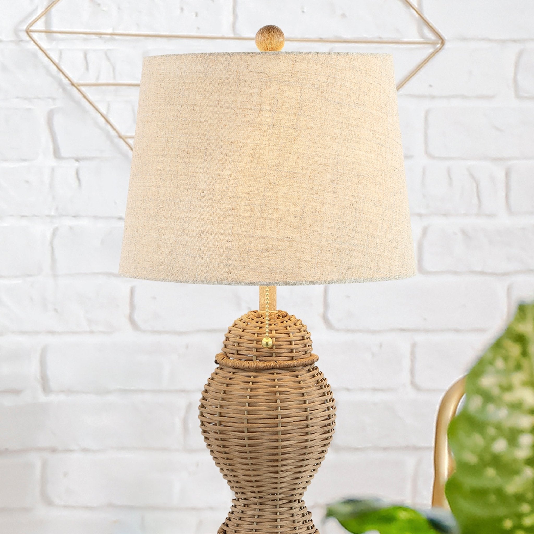 Margie Wicker Bohemian Rustic Iron LED Table Lamp - Table Lamps