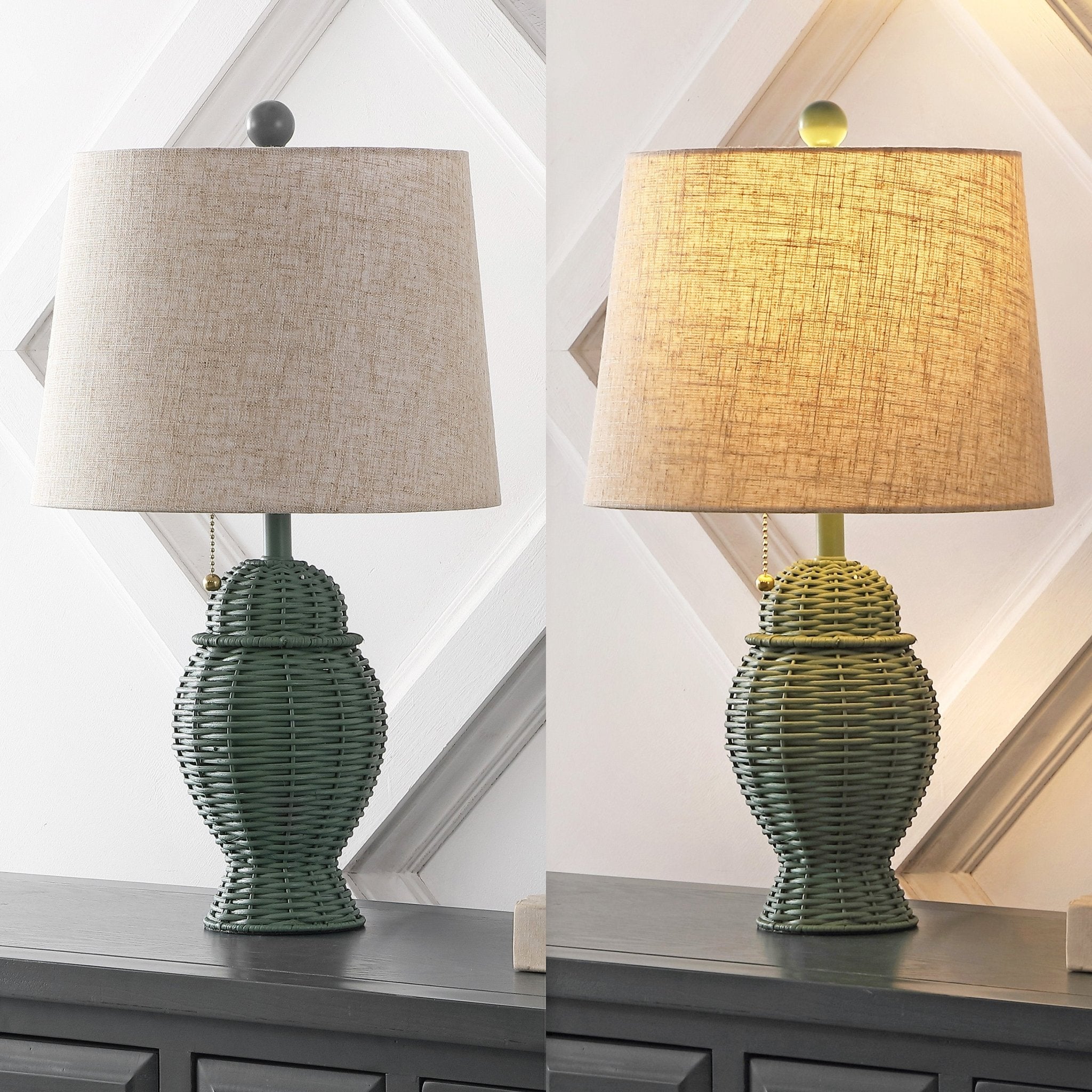 Margie Wicker Bohemian Rustic Iron LED Table Lamp - Table Lamps