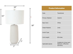 Marlin 30" White Ceramic Table Lamp, (Set of 2) - Table Lamps