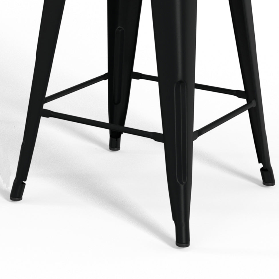 Boundless Metal/Wood Counter Stool with Curved Back, Cross Brace and Footrest, Set of 2