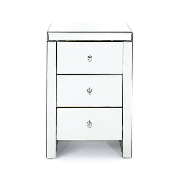 MDF Mirrored Side Table with Three Drawers - Side Tables