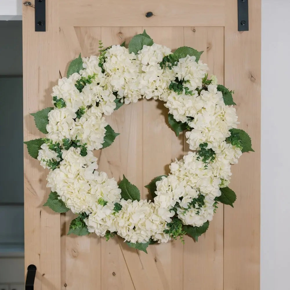 30" Artificial White Hydrangea Wreath