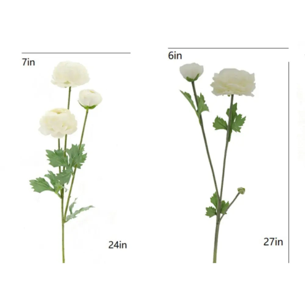 27" Artificial White Ranunculus Stems, Set of 5