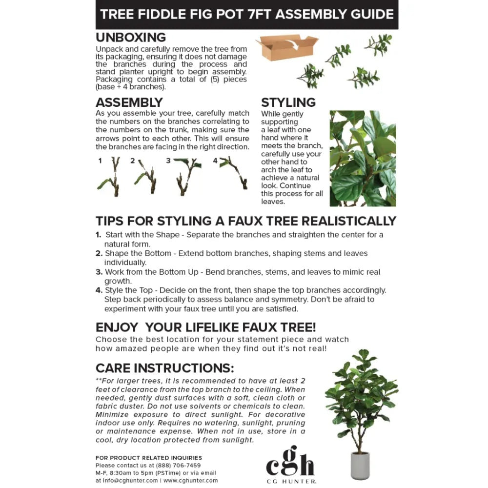 7' Artificial Fiddle Leaf Fig Tree in Pot
