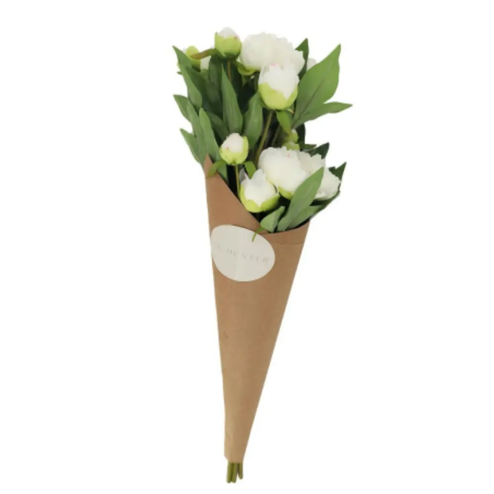 Artificial Cream Peony Stems, Set of 5