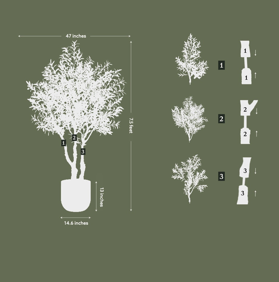 7.5' Faux Potted Olive Tree