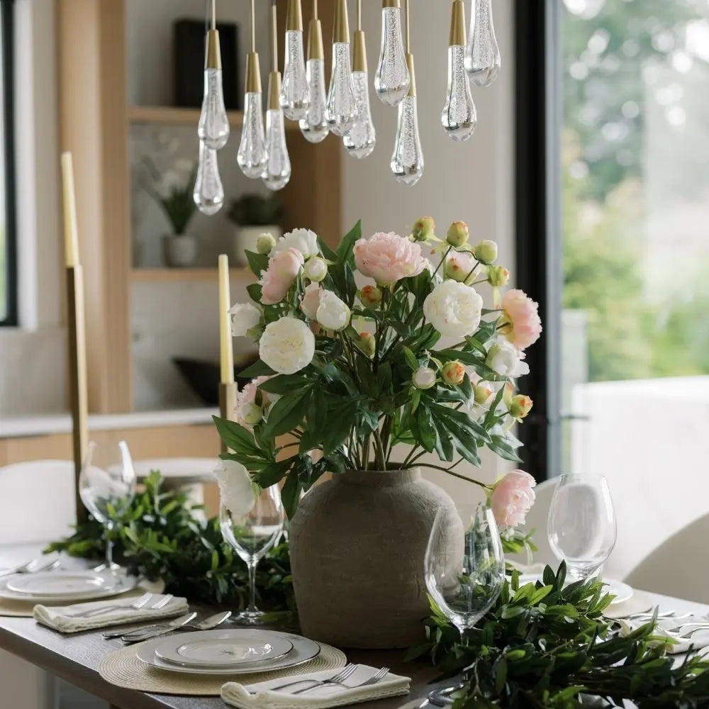 Artificial Light Pink Peony Stems, Set of 5