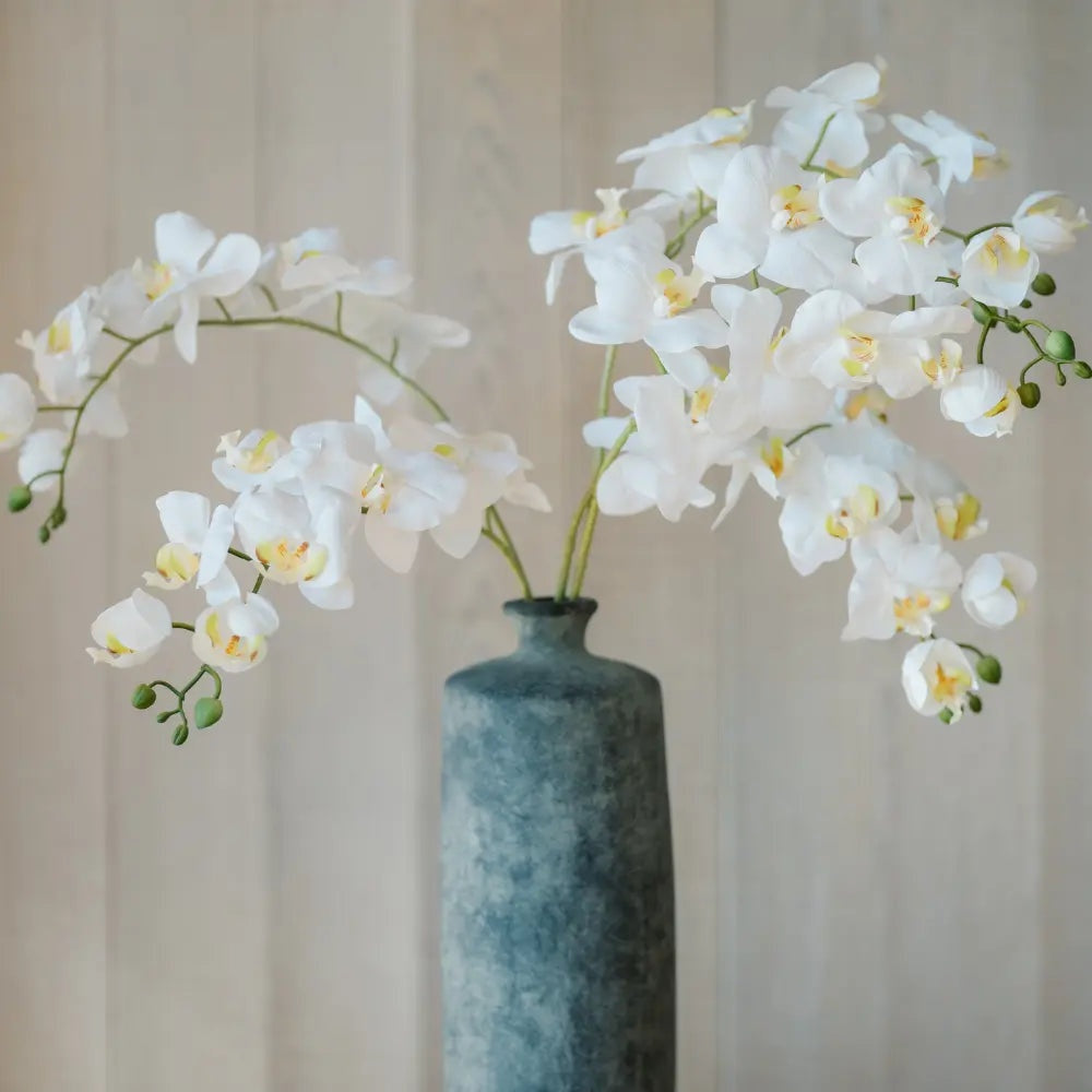 36" Artificial White Phalaenopsis Orchid Stems, Set of 5