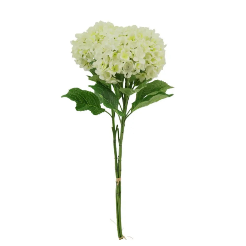 35" White Artificial Hydrangea Stems, Set of 3
