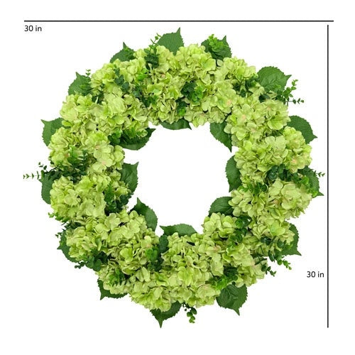 30" Artificial Light Green Hydrangea Wreath