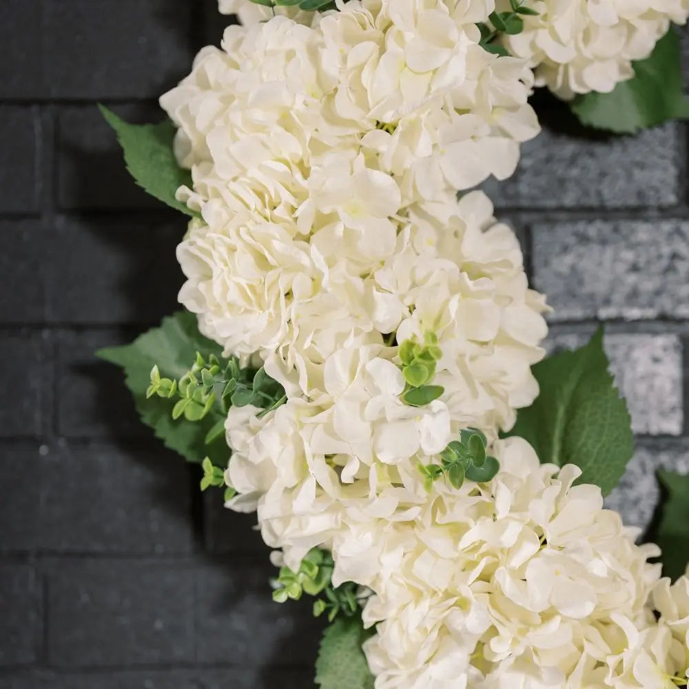 30" Artificial White Hydrangea Wreath