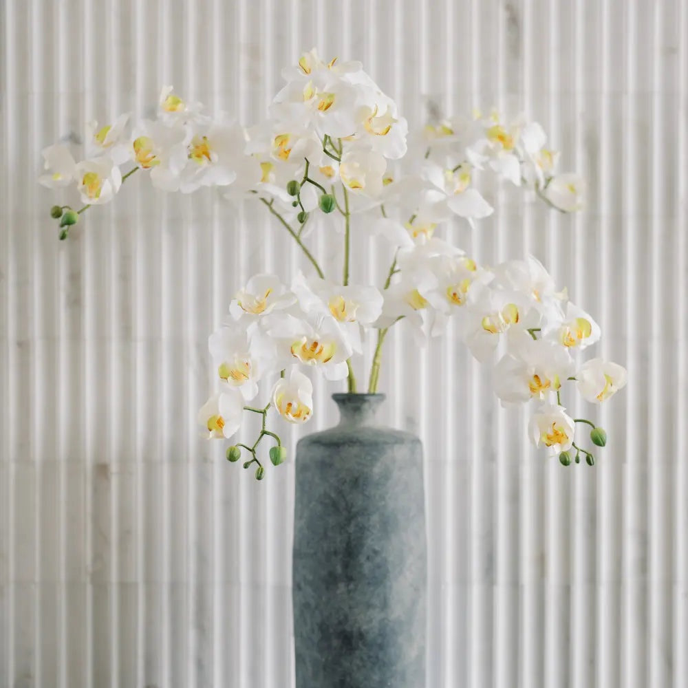 36" Artificial White Phalaenopsis Orchid Stems, Set of 5