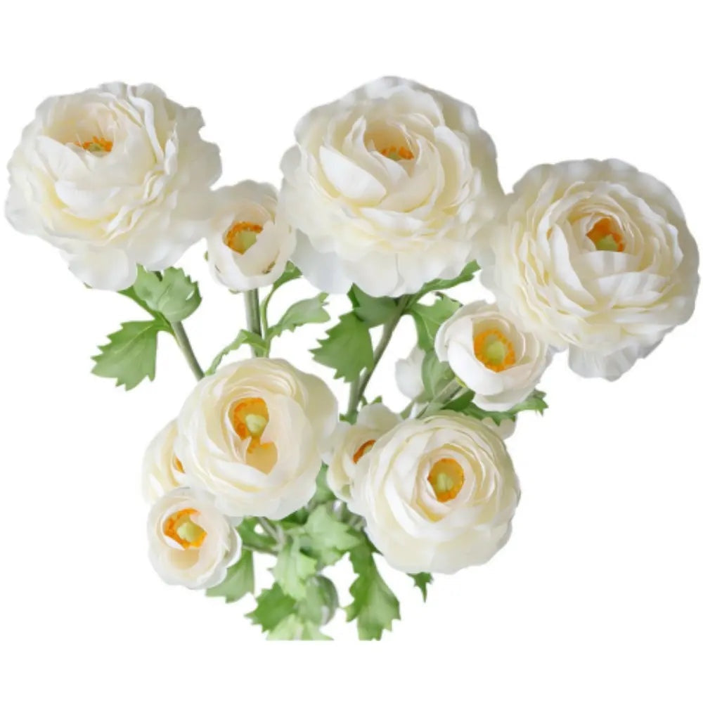 27" Artificial White Ranunculus Stems, Set of 5