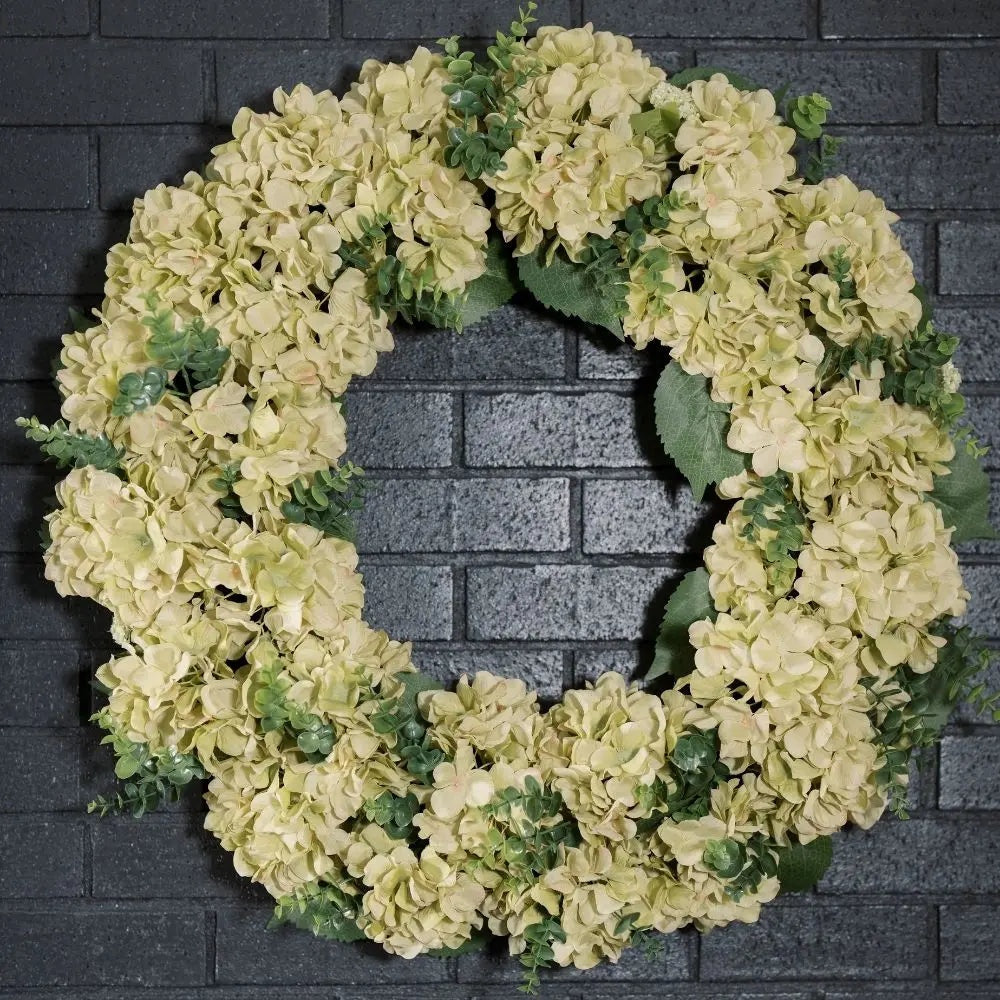 30" Artificial Light Green Hydrangea Wreath