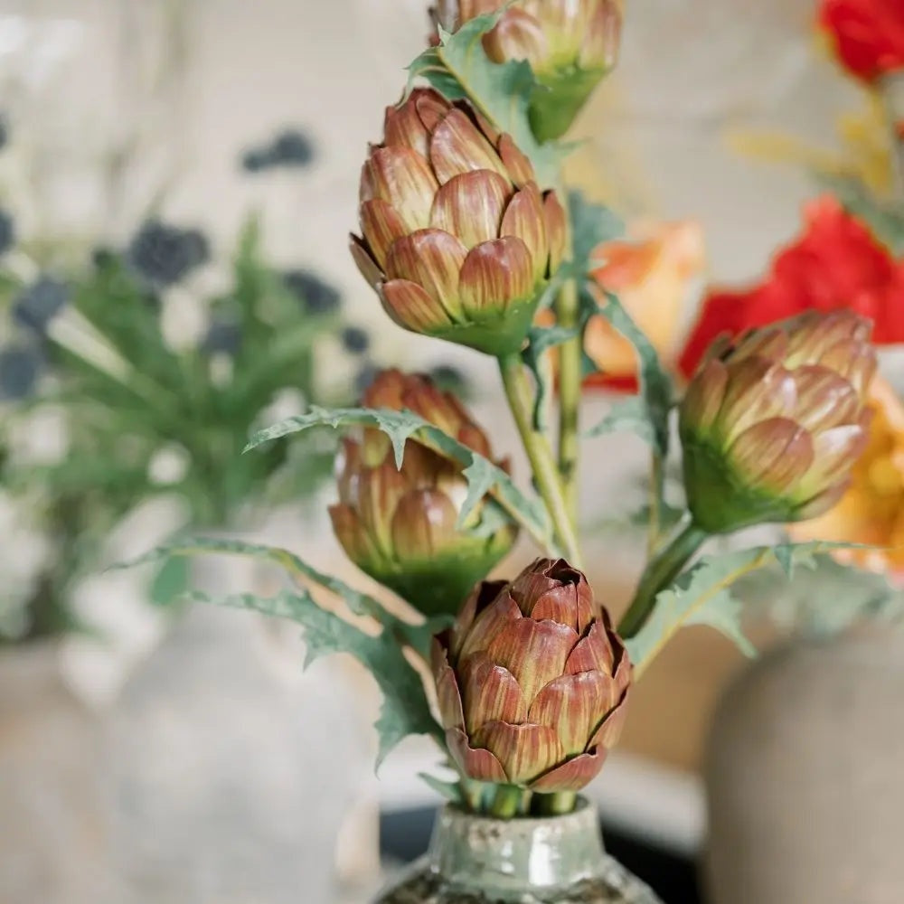 25" Artificial Purple Artichoke Stems, Set of 5